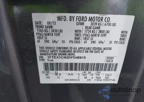 2013 Ford F-150 Stx from USA, damaged, VIN 1FTEX1CM2DFD45815